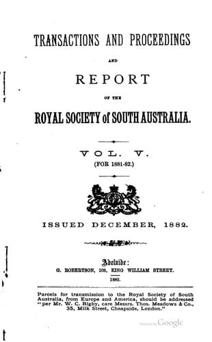 Transactions and proceedings and report of the Royal Society of South Australia