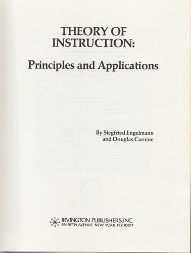Cover image for Theory of instruction