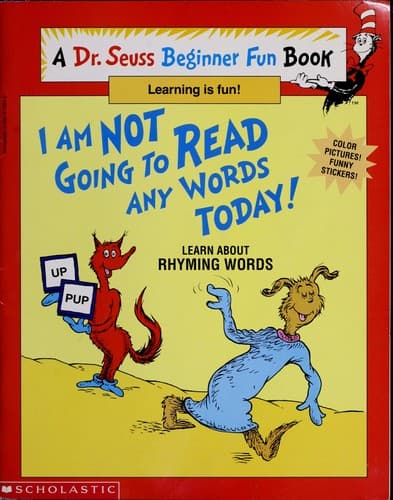 Cover image for I Am Not Going to Read Any Words Today