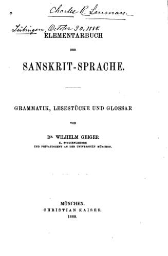 Elementarbuch der Sanskrit-sprache