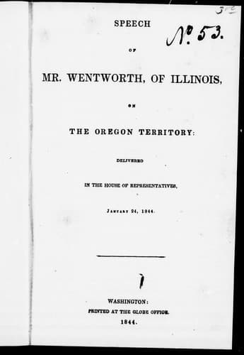 Speech of Mr. Wentworth, of Illinois, on the Oregon Territory