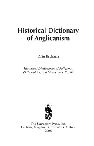 Cover image for Historical dictionary of Anglicanism