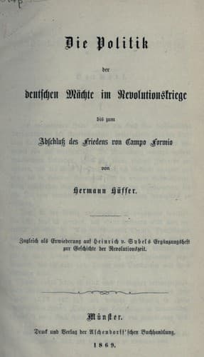 Die Politik der deutschen Mächte im Revolutionskriege