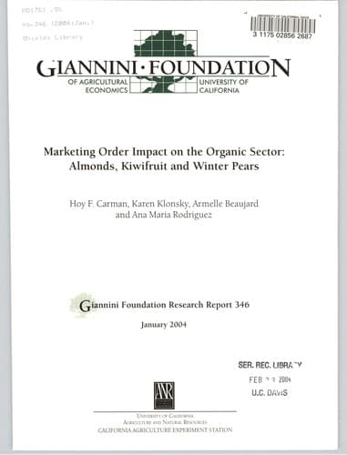 Marketing order impact on the organic sector