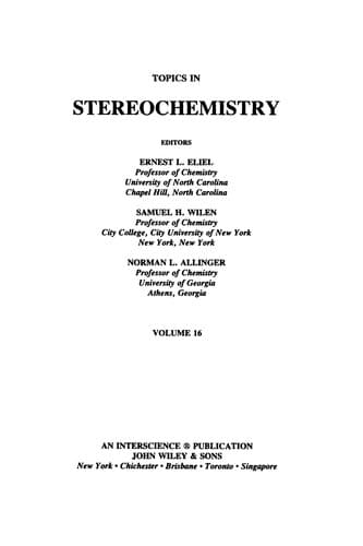 Cover image for Topics in Stereochemistry