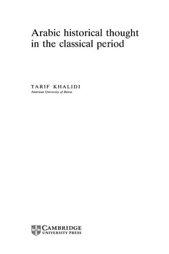 Cover image for Arabic historical thought in the classical period