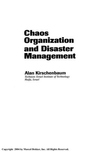 Cover image for Chaos Organization and Disaster Management