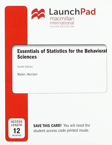 Cover image for LaunchPad for Essentials of Statistics for the Behavioral Sciences