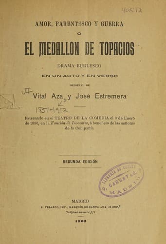 Amor, parentesco y guerra ; ó, El medallón de topacios