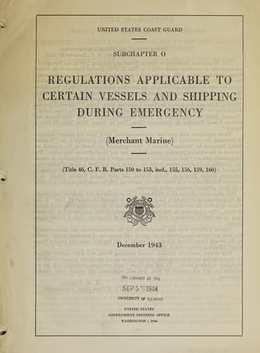 Regulations applicable to certain vessels and shipping during emergency
