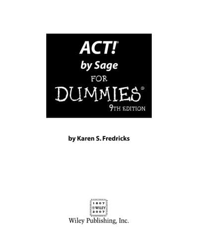 Cover image for Act! by Sage for dummies