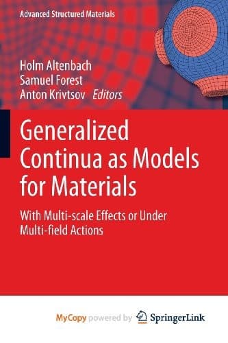 Cover image for Generalized Continua as Models for Materials
