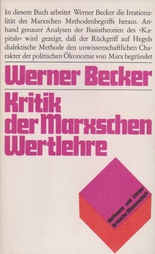 Cover image for Kritik der Marxschen Wertlehre