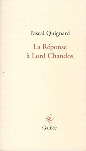 Cover image for La réponse à lord Chandos
