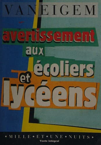 Cover image for Avertissement aux écoliers et lycéens