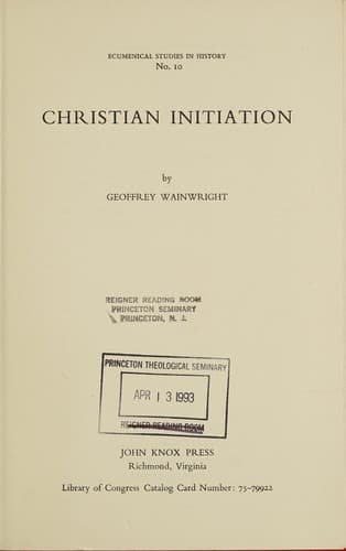 Cover image for Christian initiation.