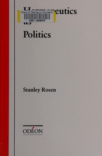 Cover image for Hermeneutics as politics