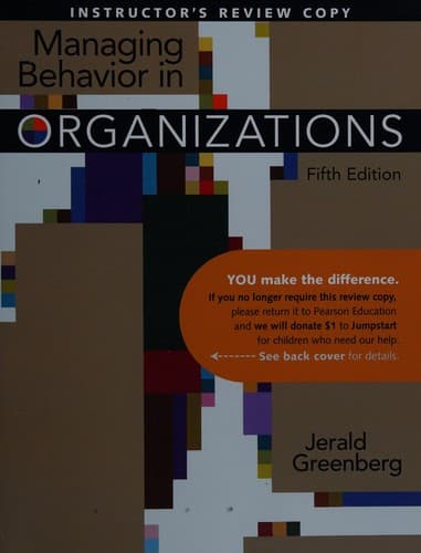 Cover image for Managing behavior in organizations