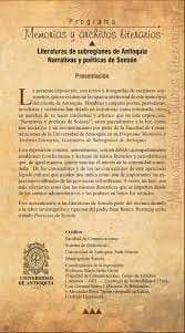 Memoria literaria del municipio de San Lorenzo de Yolombó
