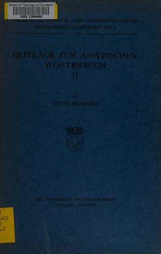 Beitraege zum Assyrischen woerterbuch