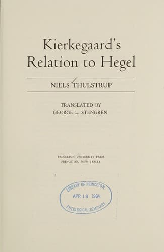 Cover image for Kierkegaard's relation to Hegel