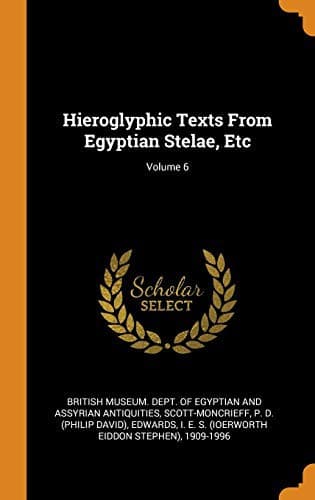 Cover image for Hieroglyphic Texts From Egyptian Stelae, Etc; Volume 6