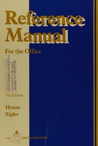 Cover image for Reference manual for the office