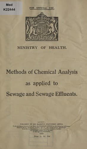 Methods of chemical analysis as applied to sewage and sewage effluents