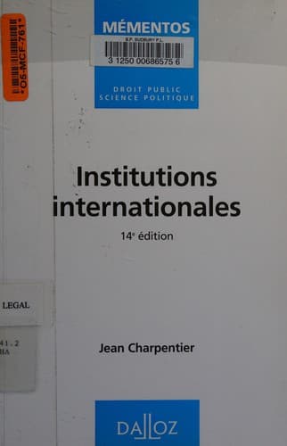 Cover image for Institutions internationales