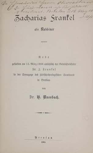 Zacharias Frankel als Rabbiner