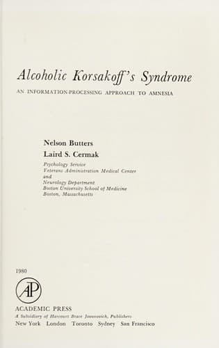 Cover image for Alcoholic Korsakoff's syndrome
