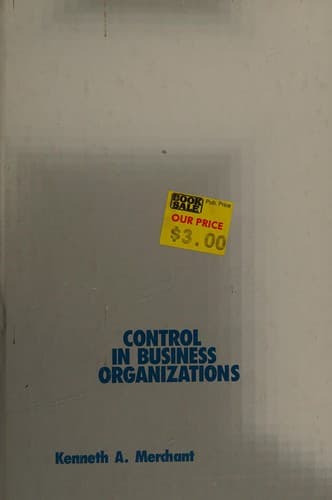 Cover image for Control in business organizations
