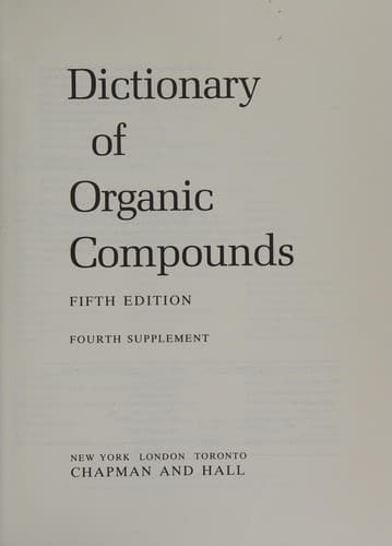 Cover image for Dictionary of organic compounds.