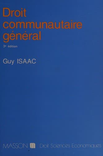 Cover image for Droit communautaire général