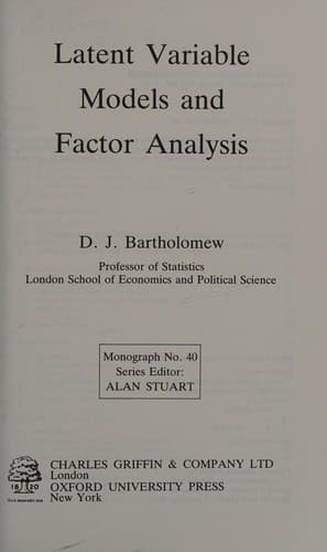 Cover image for Latent variable models and factor analysis