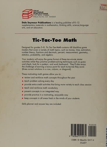 Cover image for Tic-Tac-Toe Math