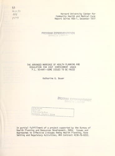 The arranged marriage of health planning and regulation for cost containment under P.L. 93-641
