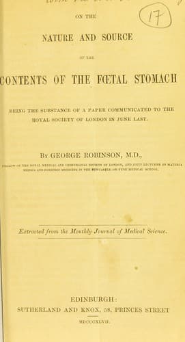 On the nature and source of the contents of the fætal stomach