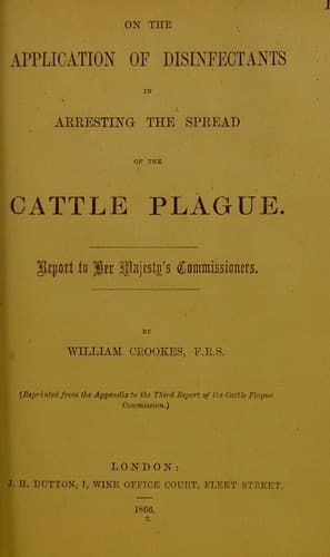 On the application of disinfectants in arresting the spread of the cattle plague