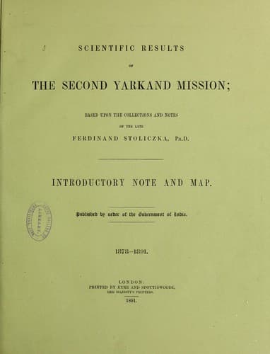 Scientific results of the second Yarkand Mission