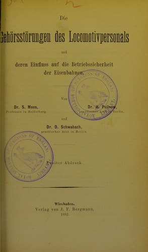 Die Gehörsstörungen des Locomotivpersonals