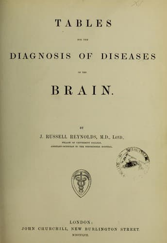 Tables for the diagnosis of diseases of the brain