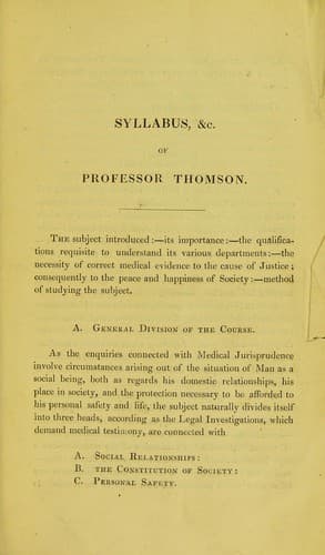 Syllabus of lectures on medical jurisprudence in the University of London