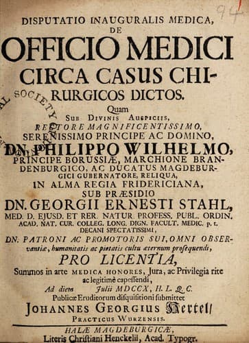 Disputatio inauguralis medica, de officio medici circa casus chirurgicos dictos ...