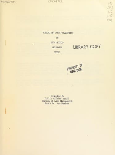 Bureau of Land Management in New Mexico, Oklahoma, Texas