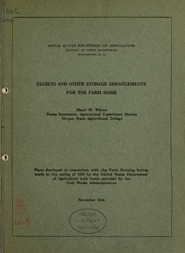 Closets and other storage arrangements for the farm home