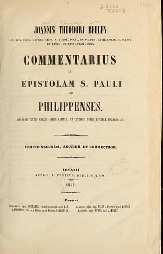 Commentarius in Epistolam s. Pauli ad Philippenses