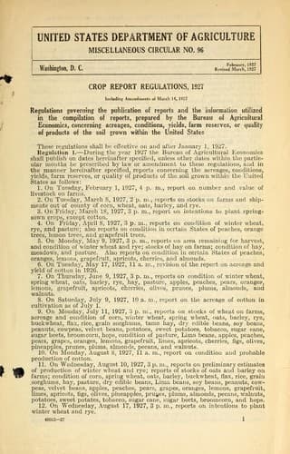 Crop report regulations, 1927