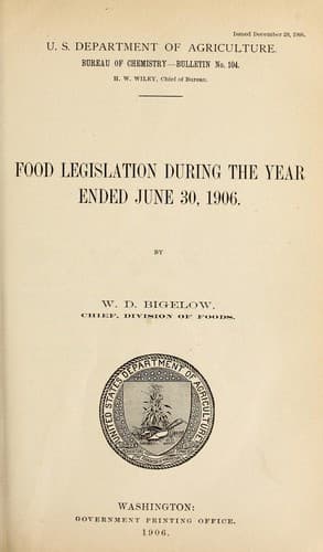 Food legislation during the year ended June 30, 1906