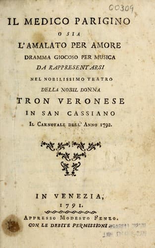 Il medico parigino, o sia, L'amalato per amore